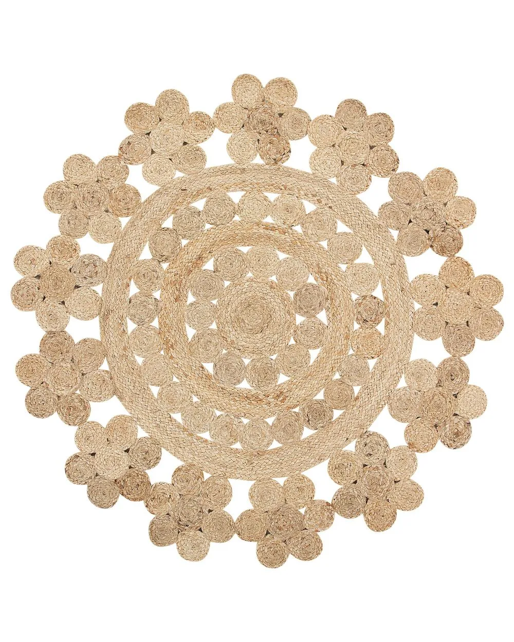 Round Area Rug Braided ø 120 cm Beige BIRECIK