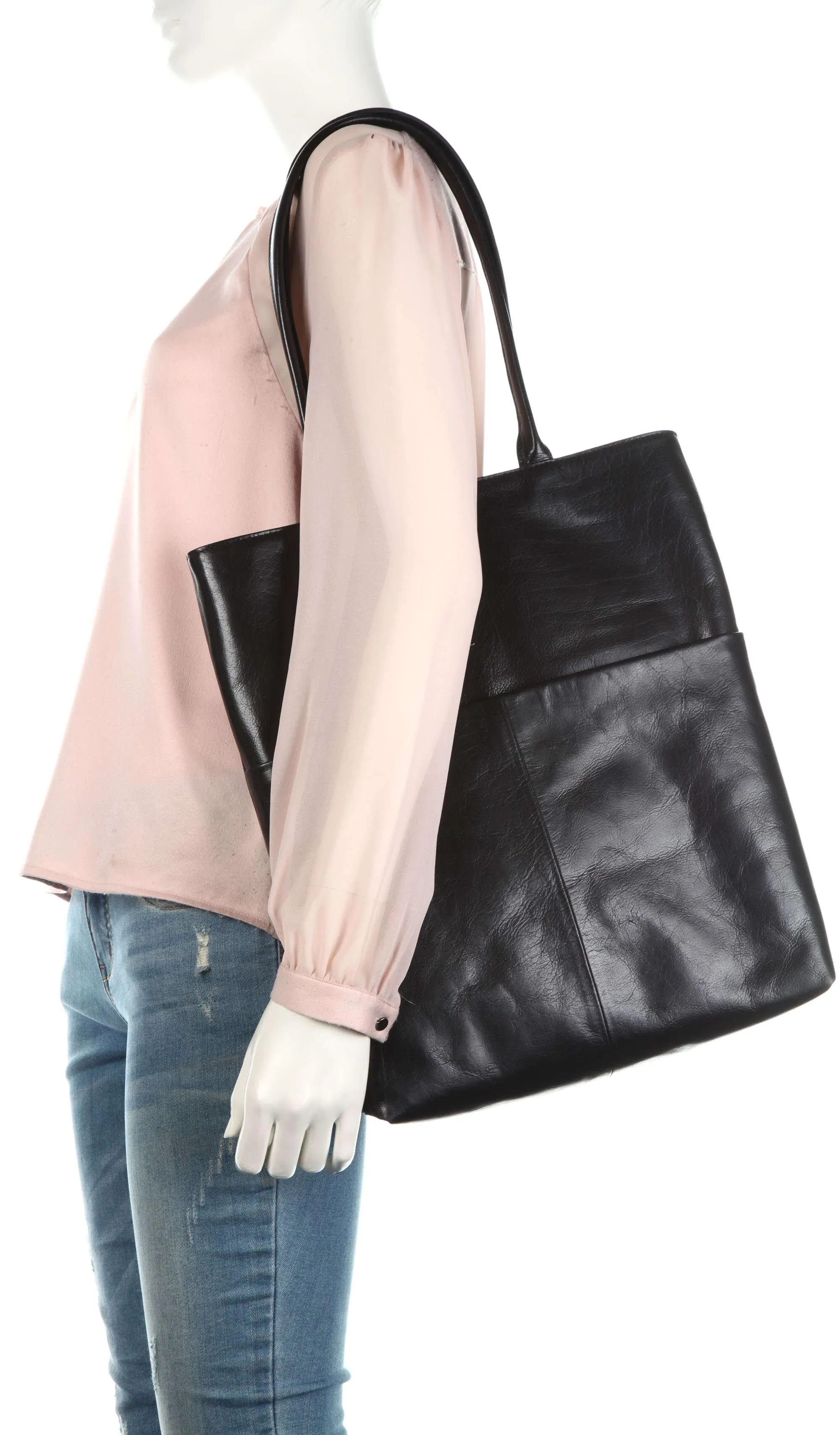 Royal RepubliQ Essential Borsa shopper pelle nero  