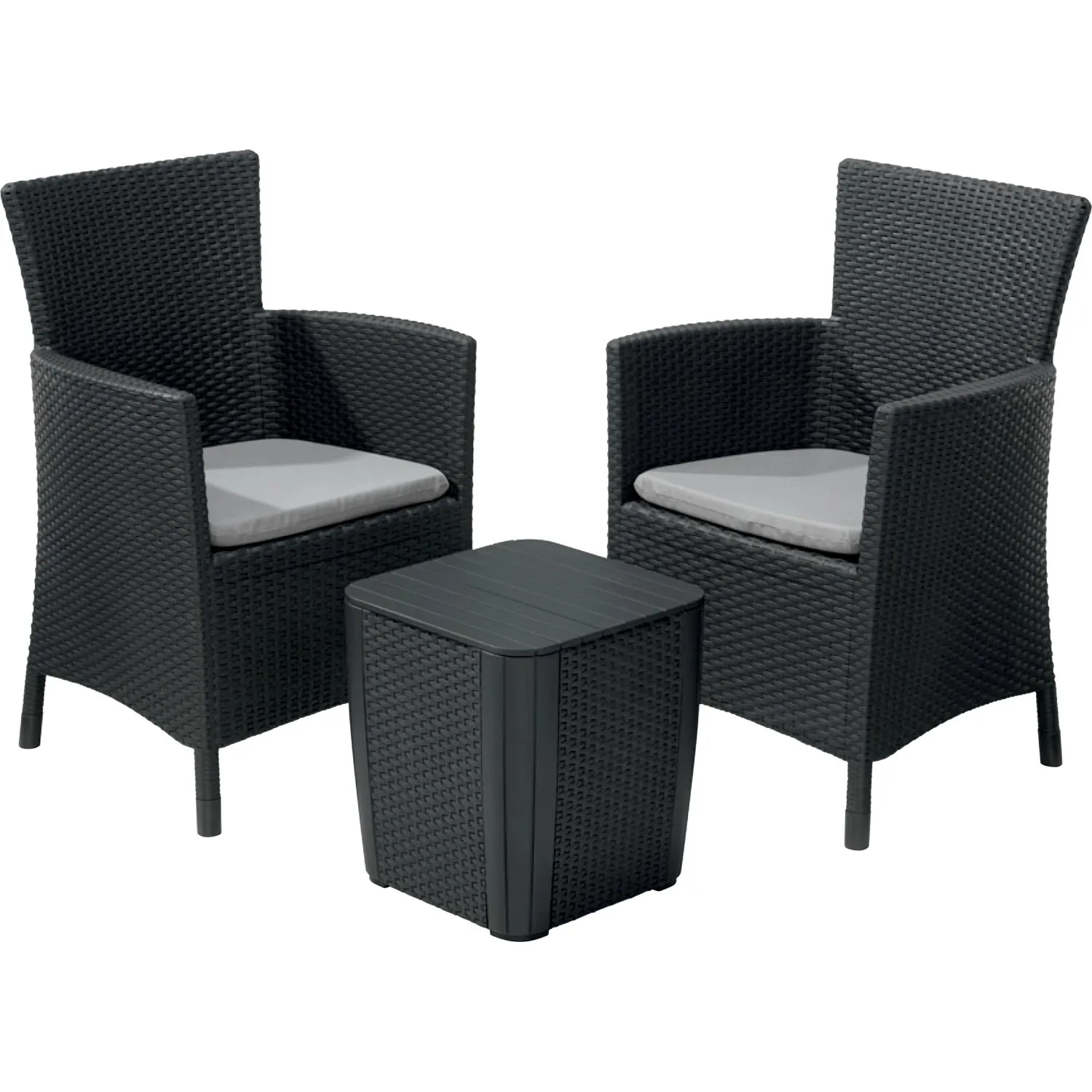 Salotto da giardino Iowa in plastica intrecciato nero 2 posti