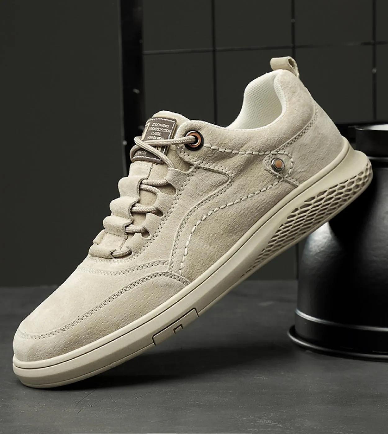 Scarpe casual da uomo in pelle scamosciata in pelle naturale Scarpe da ginnastica da uomo Scarpe invernali di moda Marchio di lu