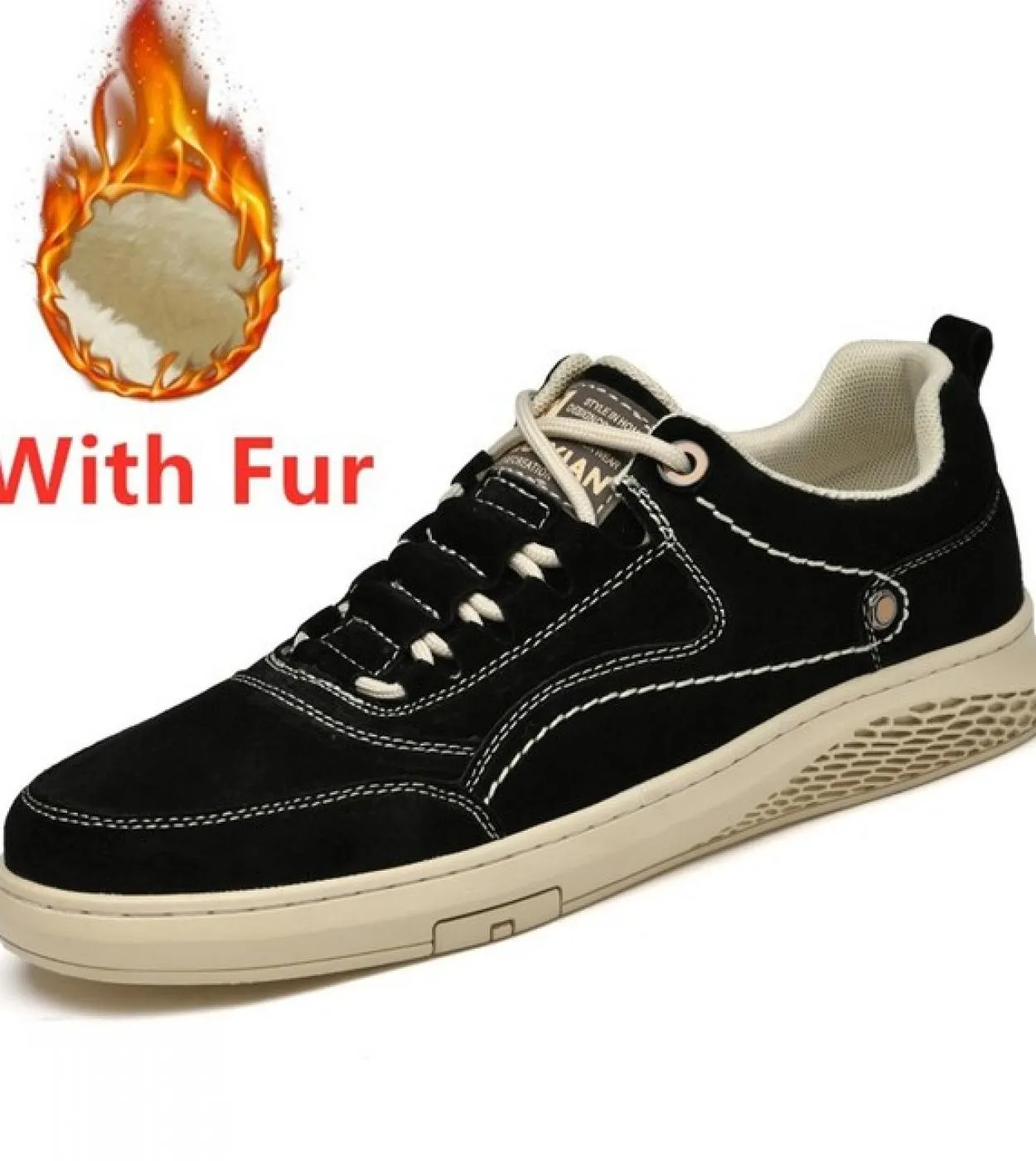 Scarpe casual da uomo in pelle scamosciata in pelle naturale Scarpe da ginnastica da uomo Scarpe invernali di moda Marchio di lu