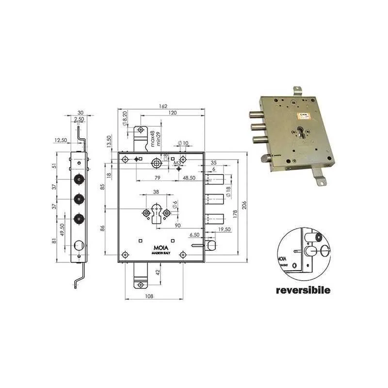 SERRATURE MOIA R654/373 3+S E90,Eur 73,11  Versione DESTRA