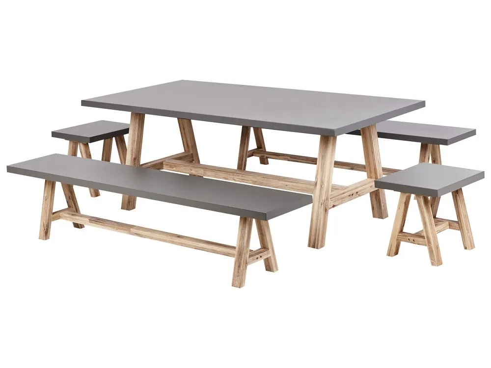 Set da pranzo da giardino con panche 8 posti TONNARE Cemento Grigio