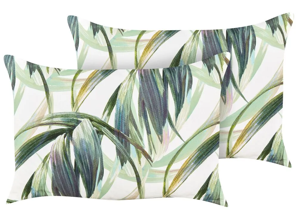 Set di 2 cuscini da esterno CALDERINA Trama di piante 40 x 60 cm Verde
