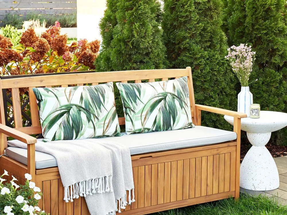 Set di 2 cuscini da esterno CALDERINA Trama di piante 40 x 60 cm Verde
