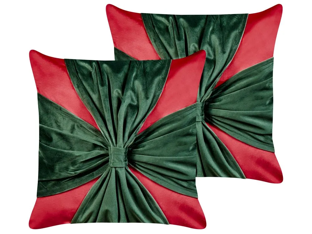 Set di 2 cuscini MARSHMALLOW Velluto 45 x 45 cm Rosso Modello natalizio