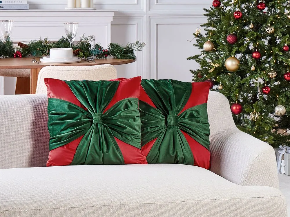 Set di 2 cuscini MARSHMALLOW Velluto 45 x 45 cm Rosso Modello natalizio