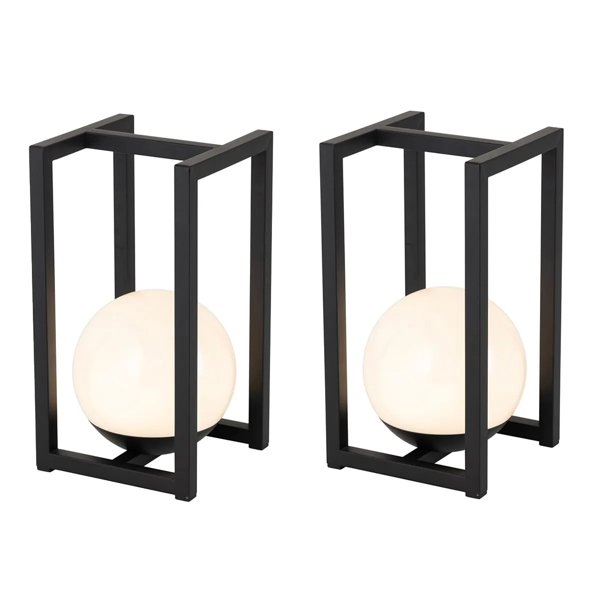 Set di 2 lampade da tavolo per esterni nere con ricarica touch - Nowi