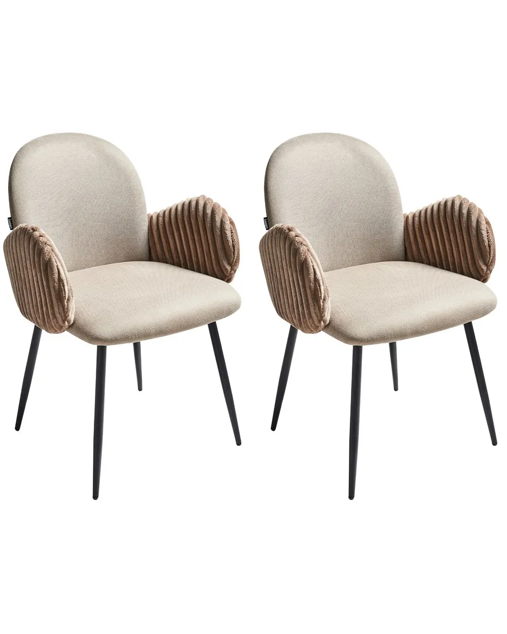 Set of 2 Dining Chairs AMITY Fabric Taupe