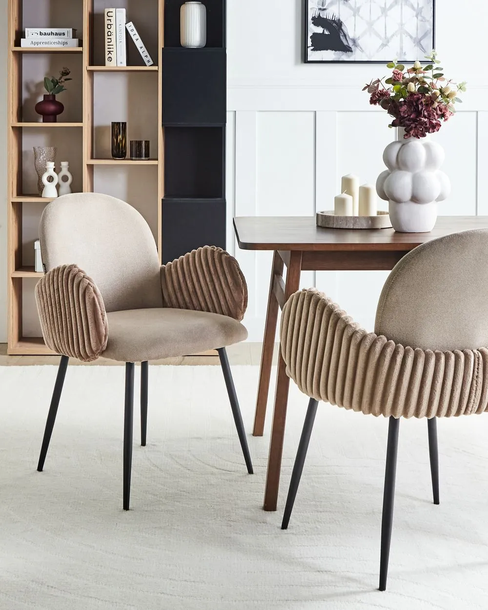 Set of 2 Dining Chairs AMITY Fabric Taupe