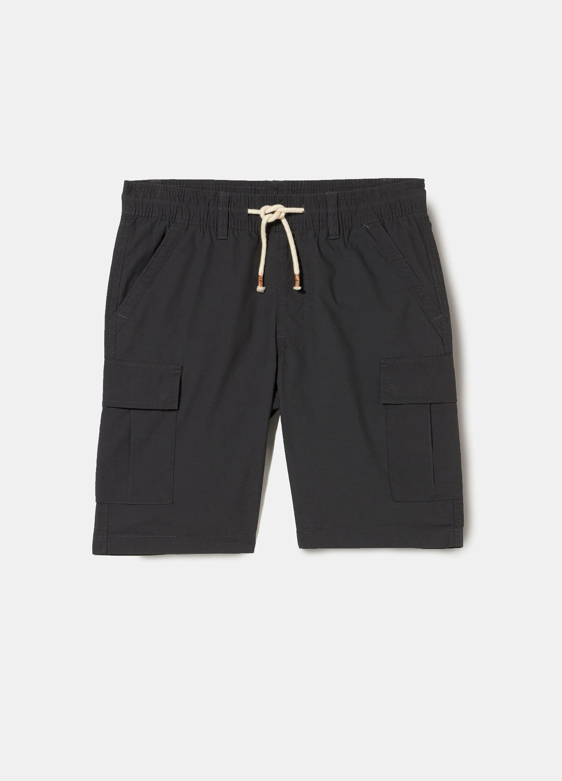 Shorts cargo in popeline di puro cotone ragazzo