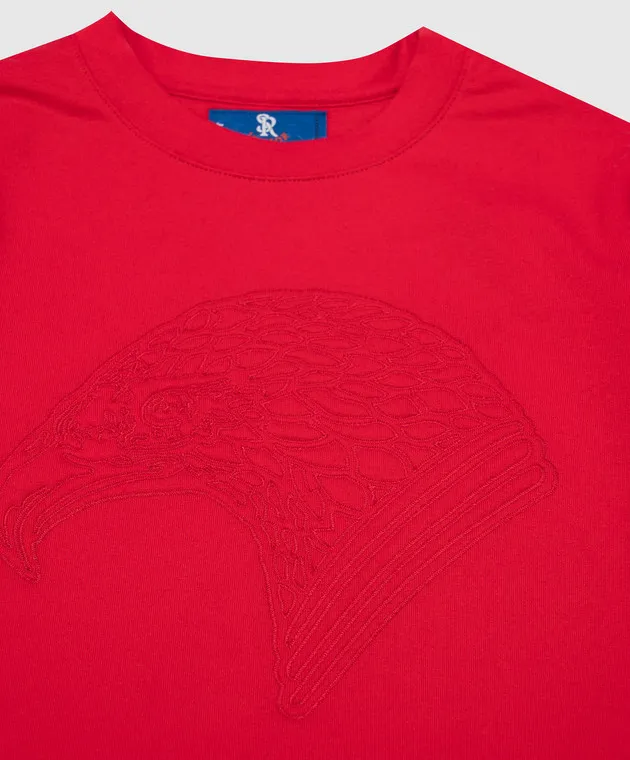 Stefano Ricci Felpa rossa per bambini con logo ricamato a forma di testa d'aquila YNL0400020726