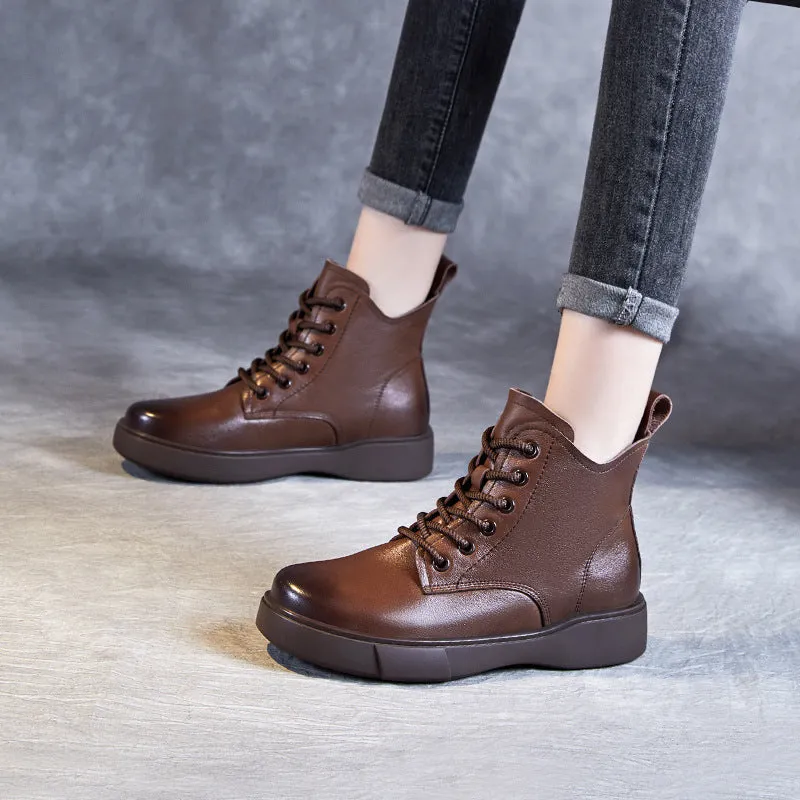 Stivaletti piatti classici in pelle patchwork da donna