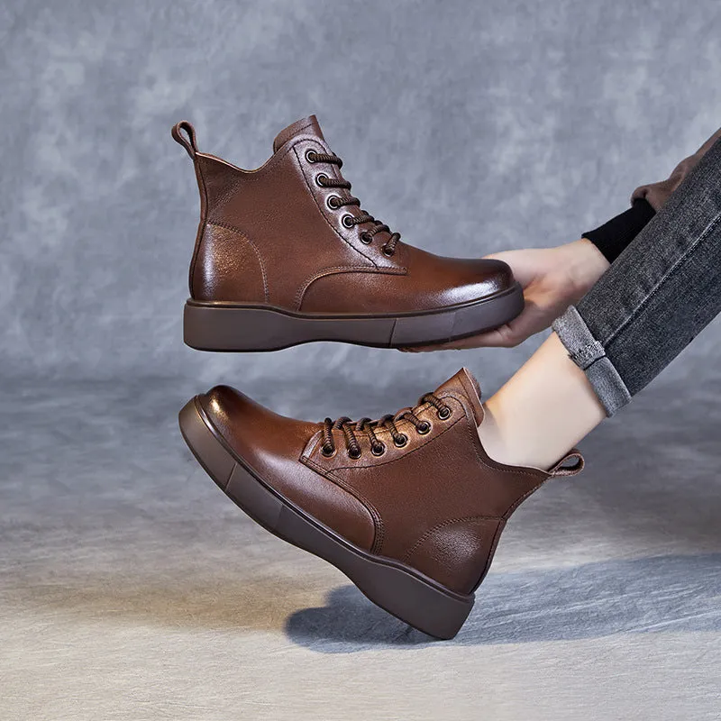 Stivaletti piatti classici in pelle patchwork da donna