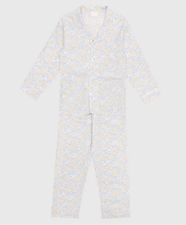 Story Loris Pigiama blu per bambini con stampa floreale 36151