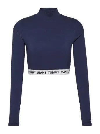 T-Shirt Donna Crop Manica Lunga Collo Alto