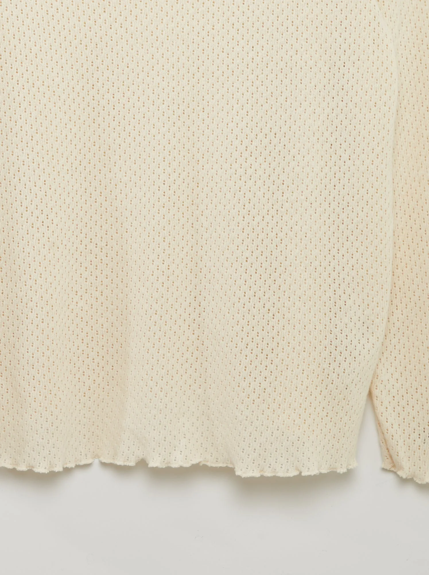 T-shirt in maglia traforata - BEIGE