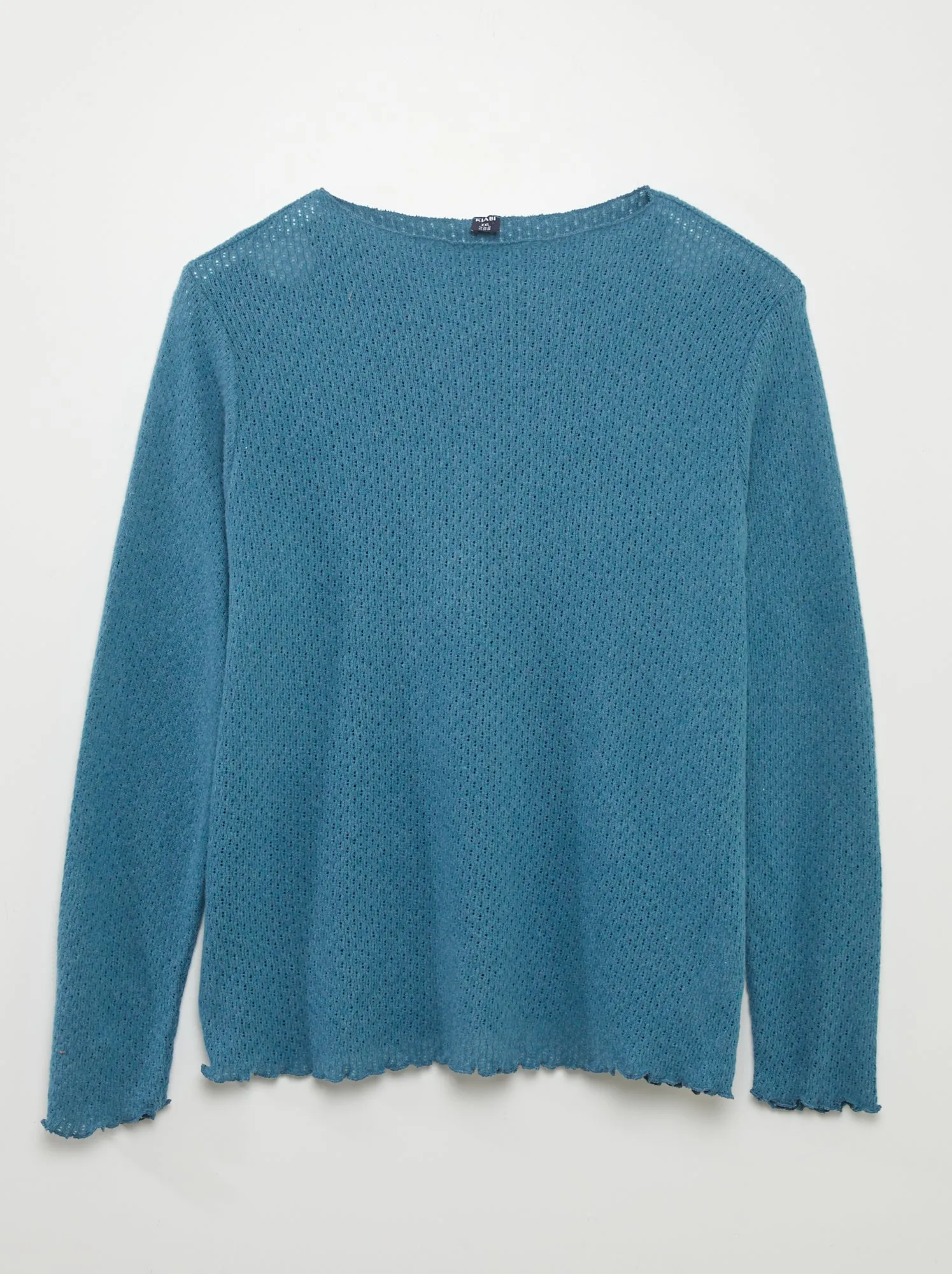 T-shirt in maglia traforata - BLU