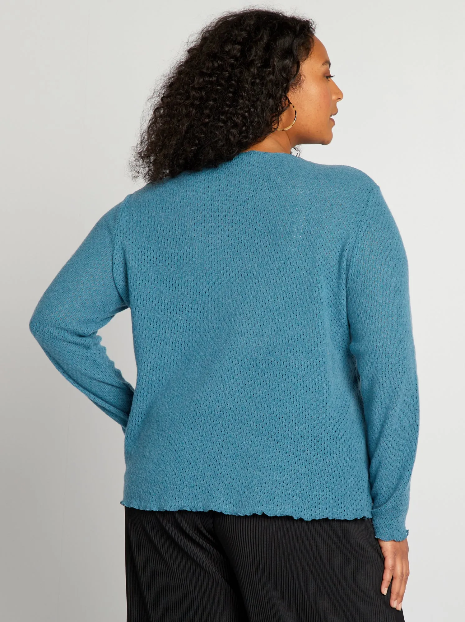 T-shirt in maglia traforata - BLU