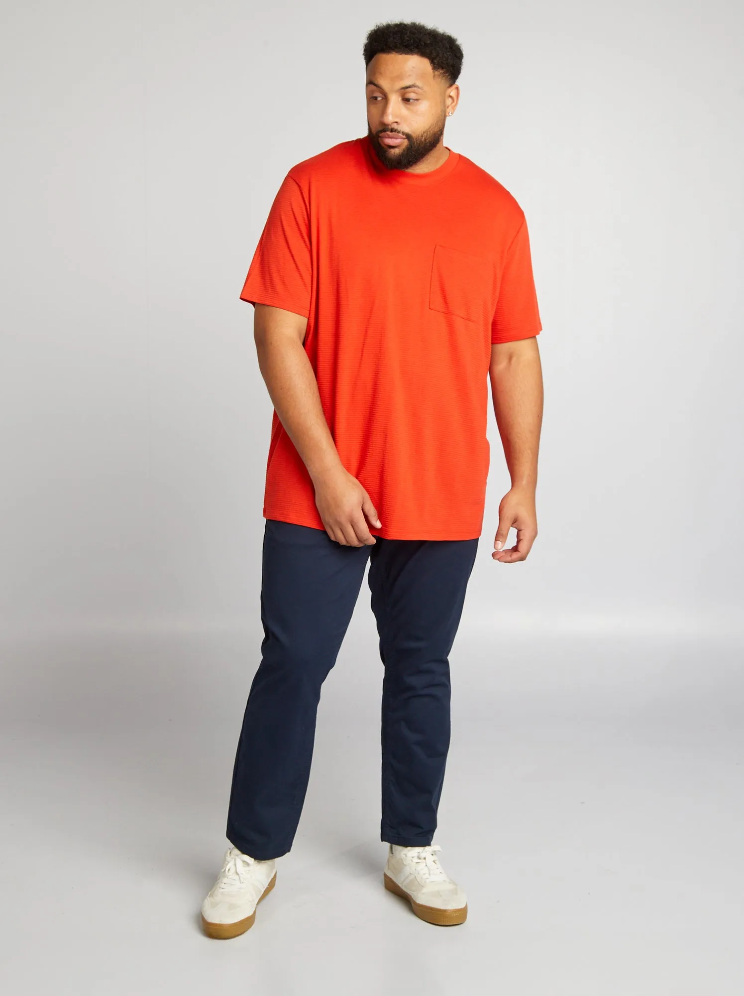 T-shirt testurizzata tinta unita - ROSSO