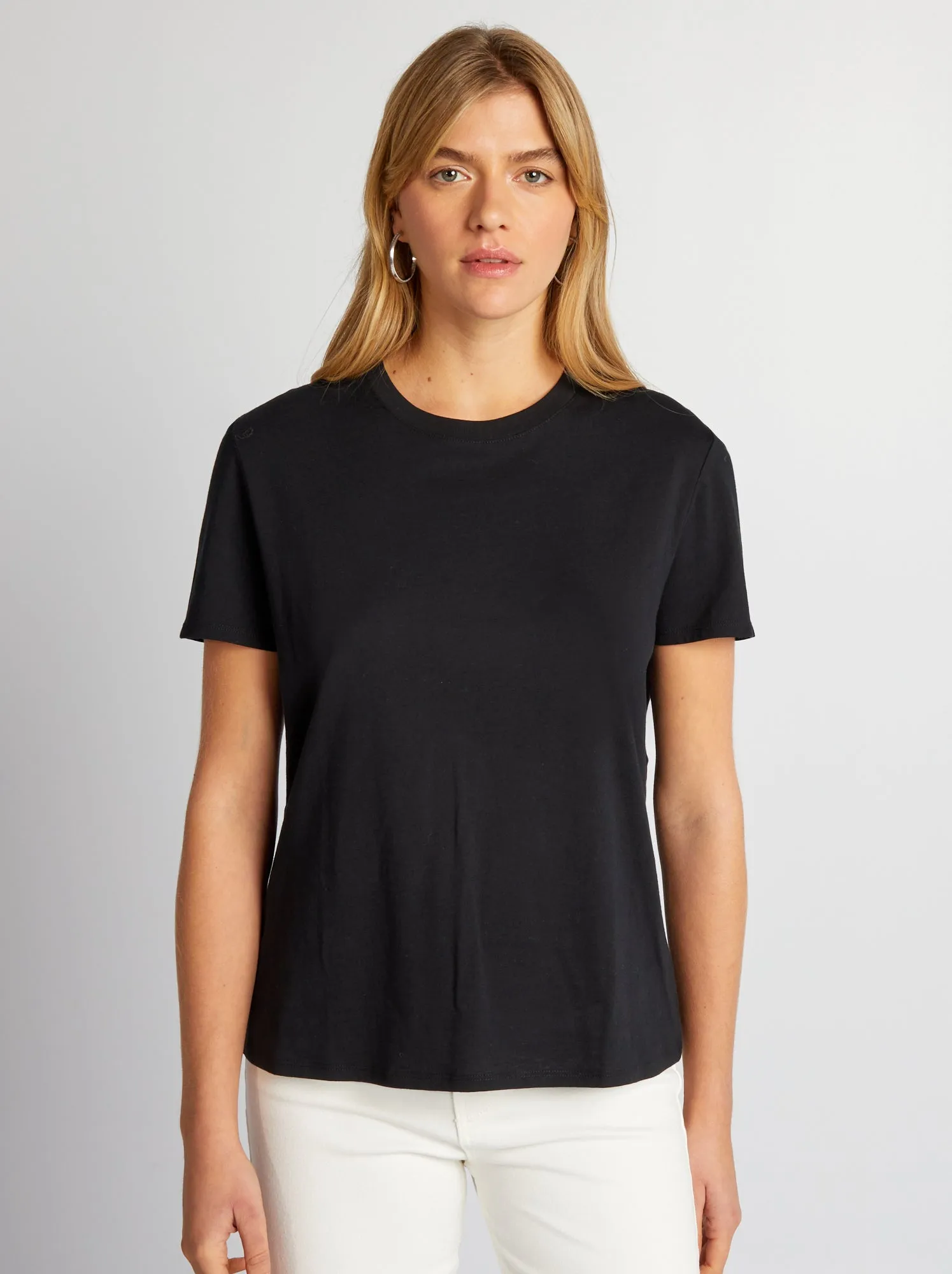 T-shirt tinta unita in jersey - nero