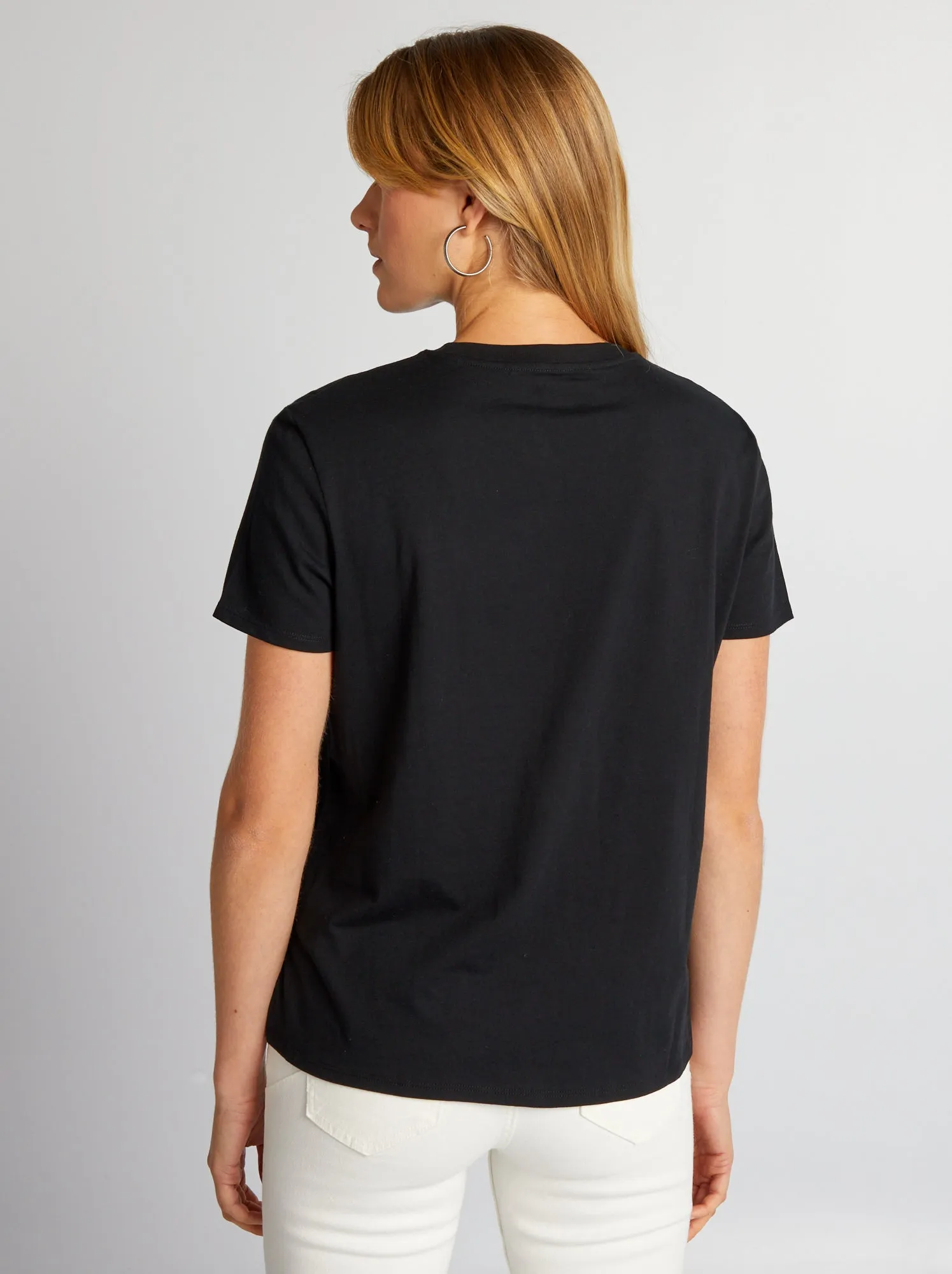 T-shirt tinta unita in jersey - nero