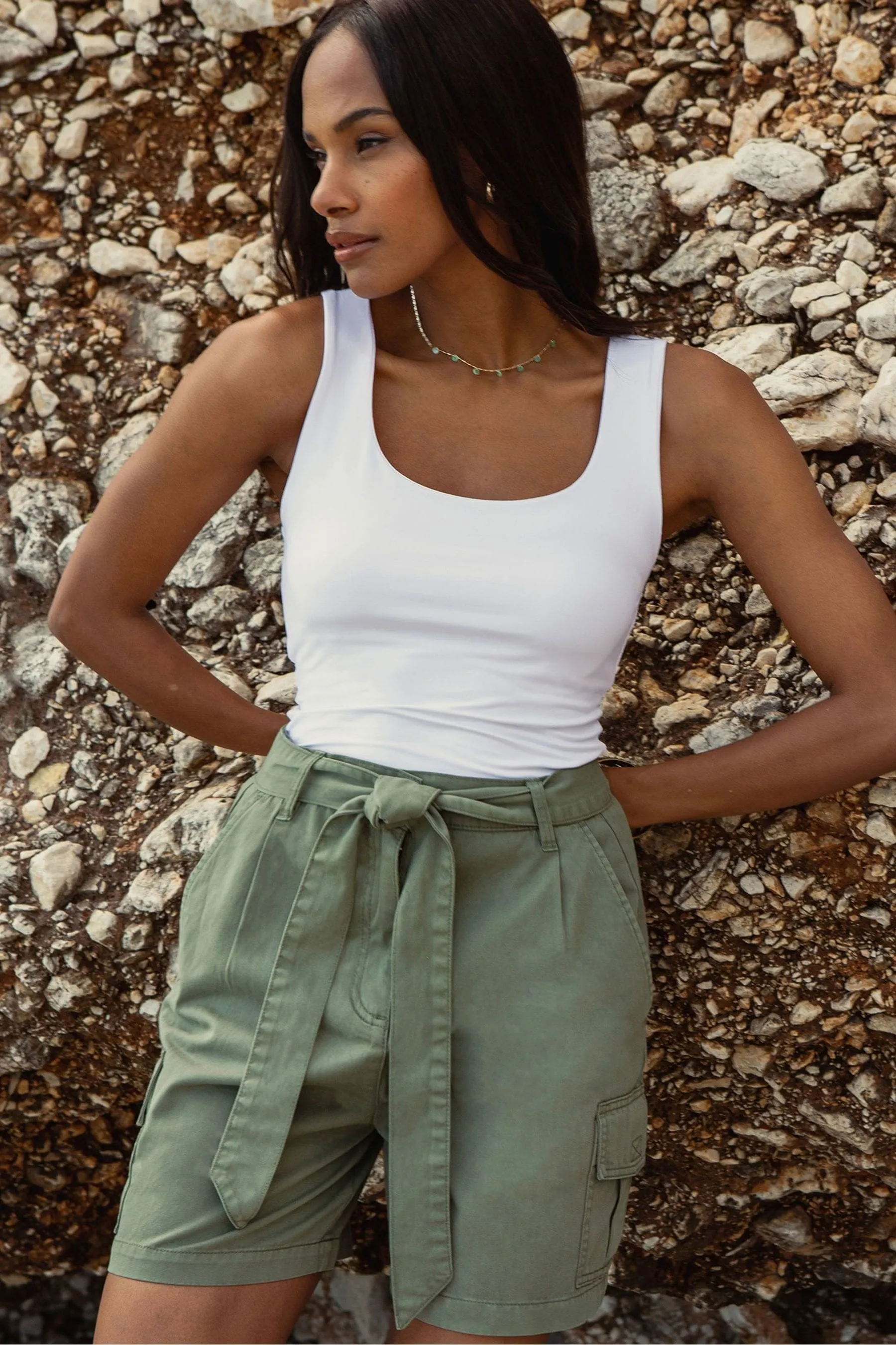 Threadbare - Shorts cargo Con cintura in cotone