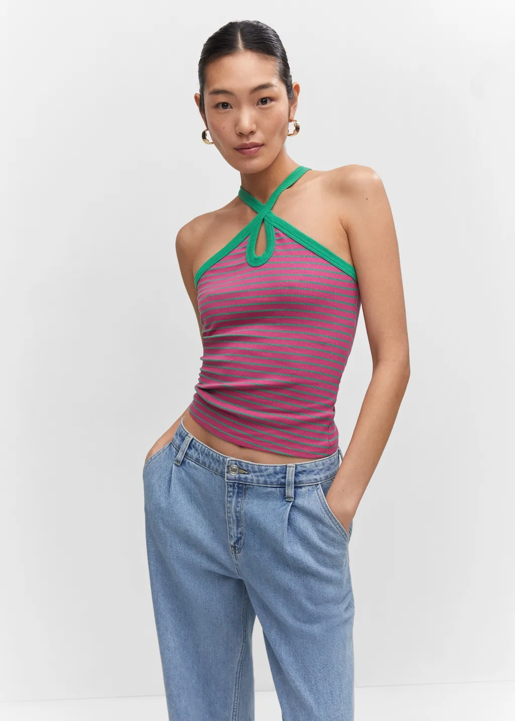 Top maglia collo halter