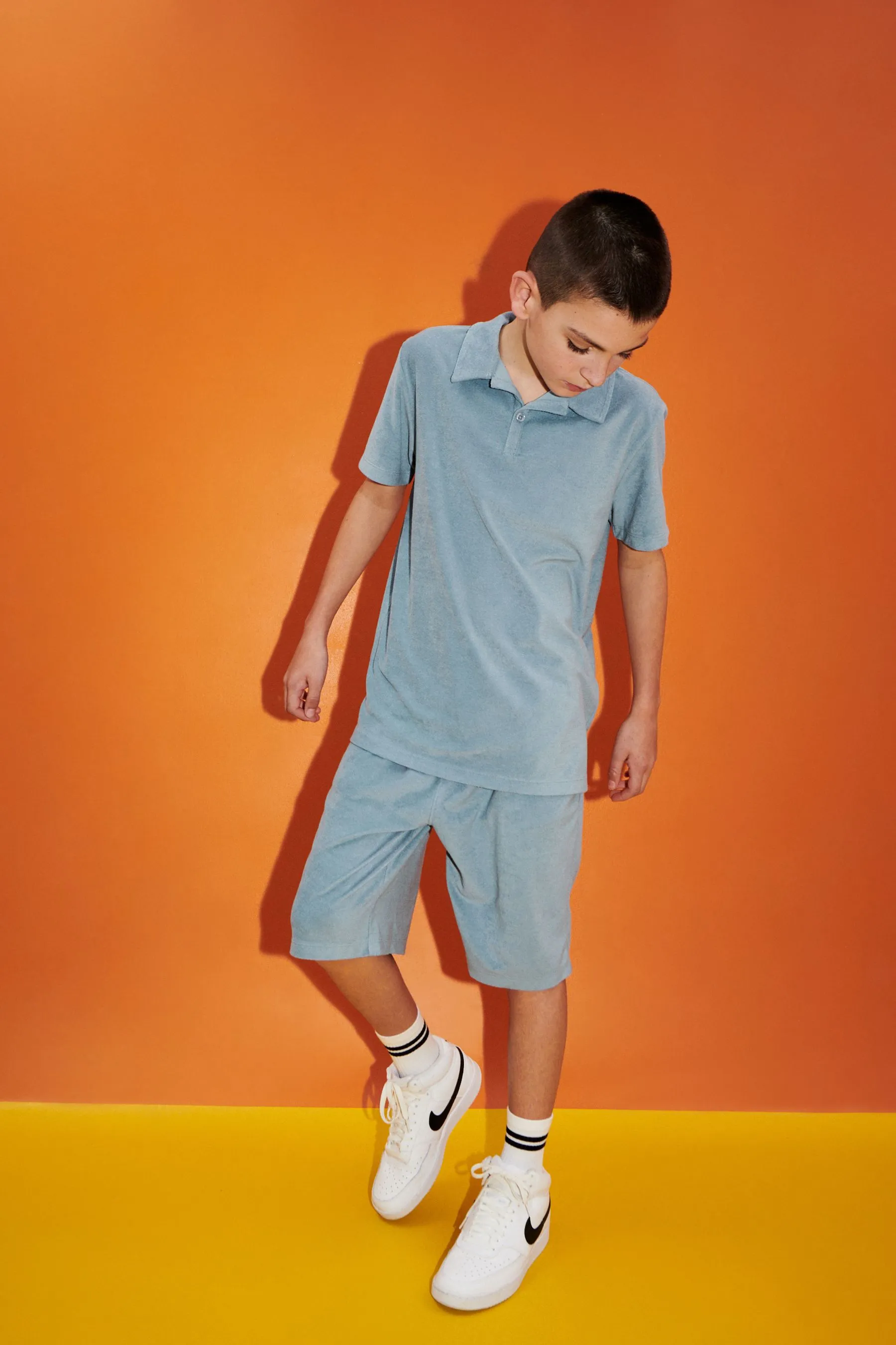 Towelling Short Sleeve Shirt and Shorts Set (3-16yrs)    