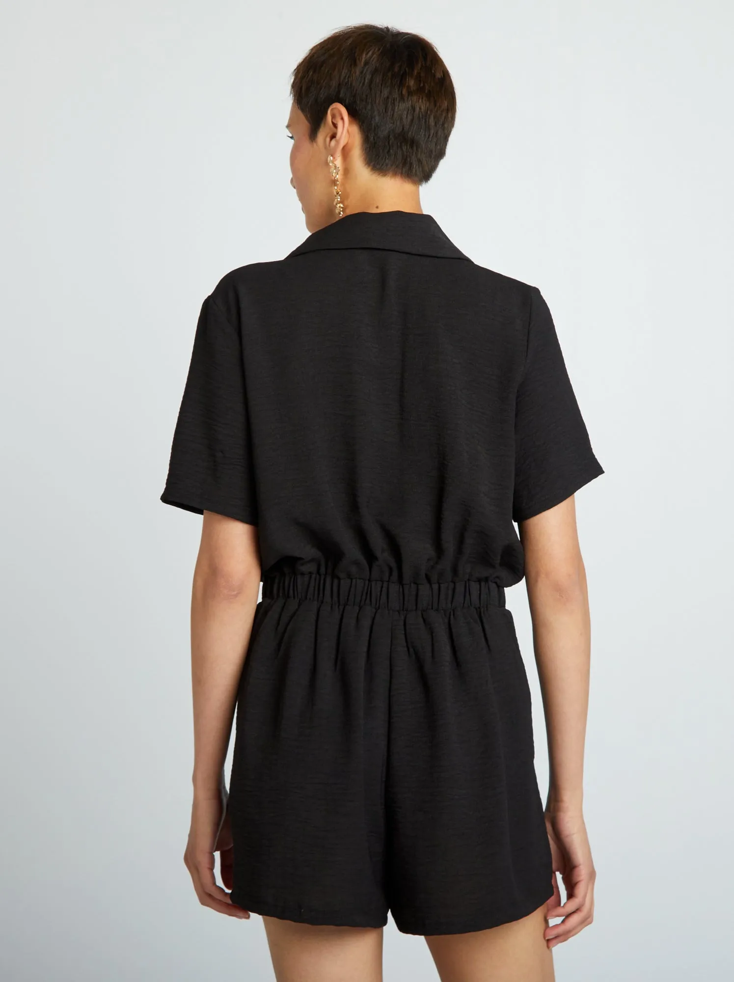 Tuta corta camicia a maniche corte - nero