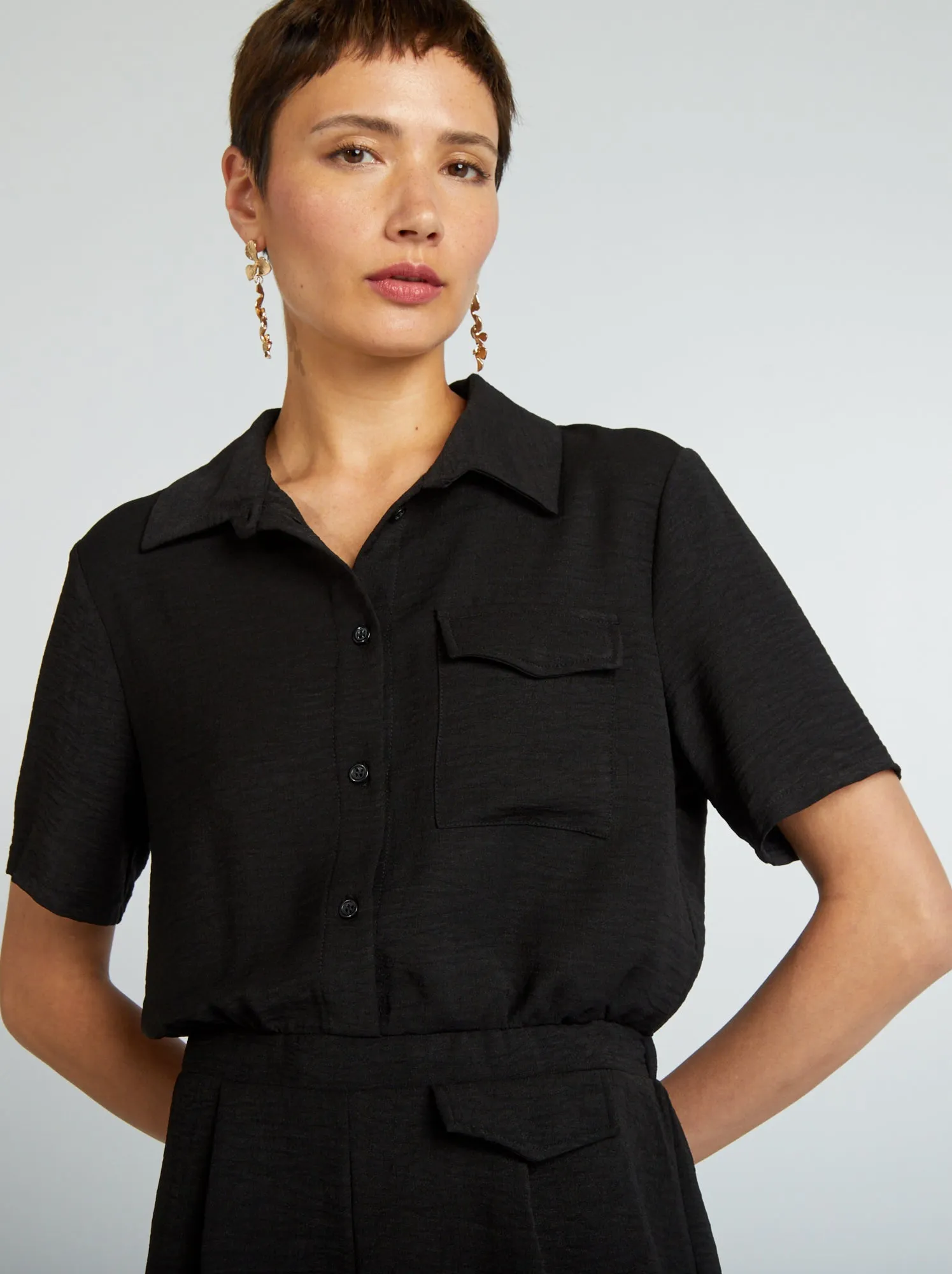 Tuta corta camicia a maniche corte - nero