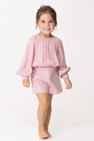 Tuta corta con ricamo in strass SOFT BERRY