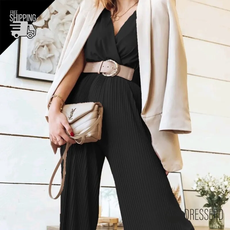 Tuta Donna Plissettata Gamba Larga Made in Italy, Dresserd