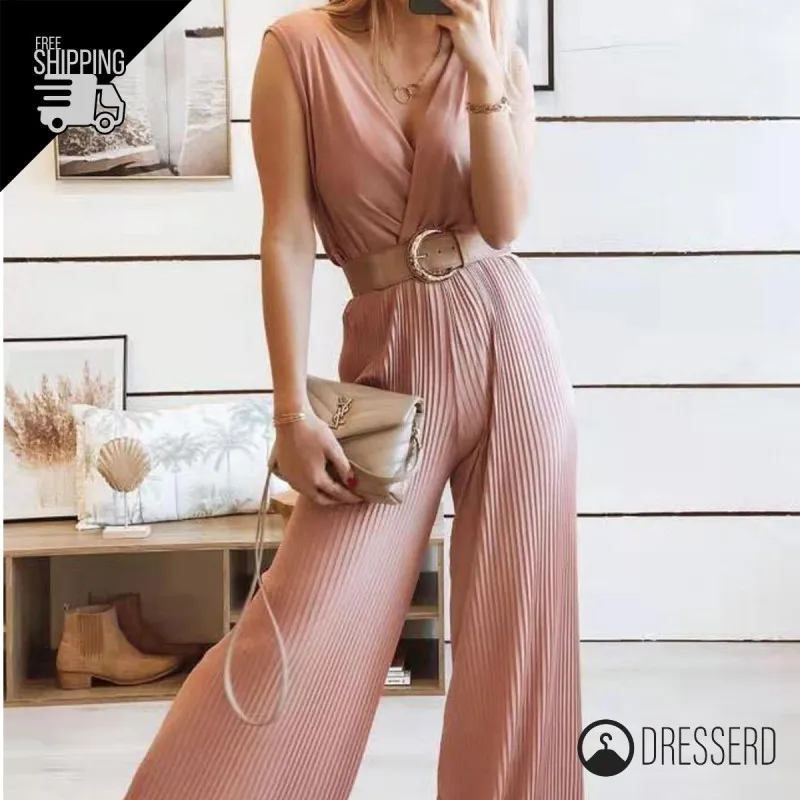Tuta Donna Plissettata Gamba Larga Made in Italy, Dresserd
