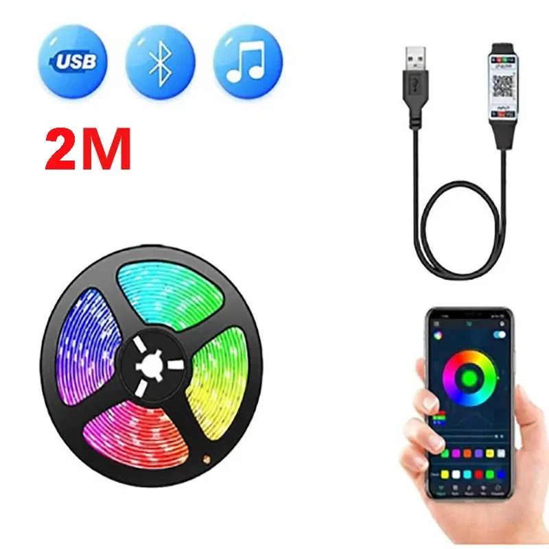 USB LED Strip Light nastro Bluetooth luci RGB SMD5050 5V flessibile LED Lamp Tape Ribbon retroilluminazione a diodi Desktop TV a