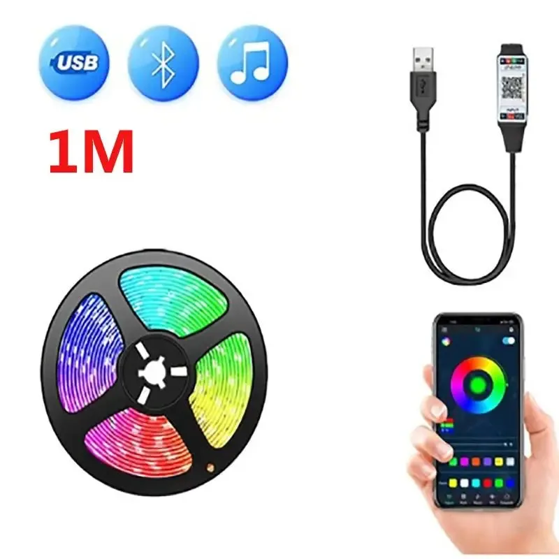 USB LED Strip Light nastro Bluetooth luci RGB SMD5050 5V flessibile LED Lamp Tape Ribbon retroilluminazione a diodi Desktop TV a