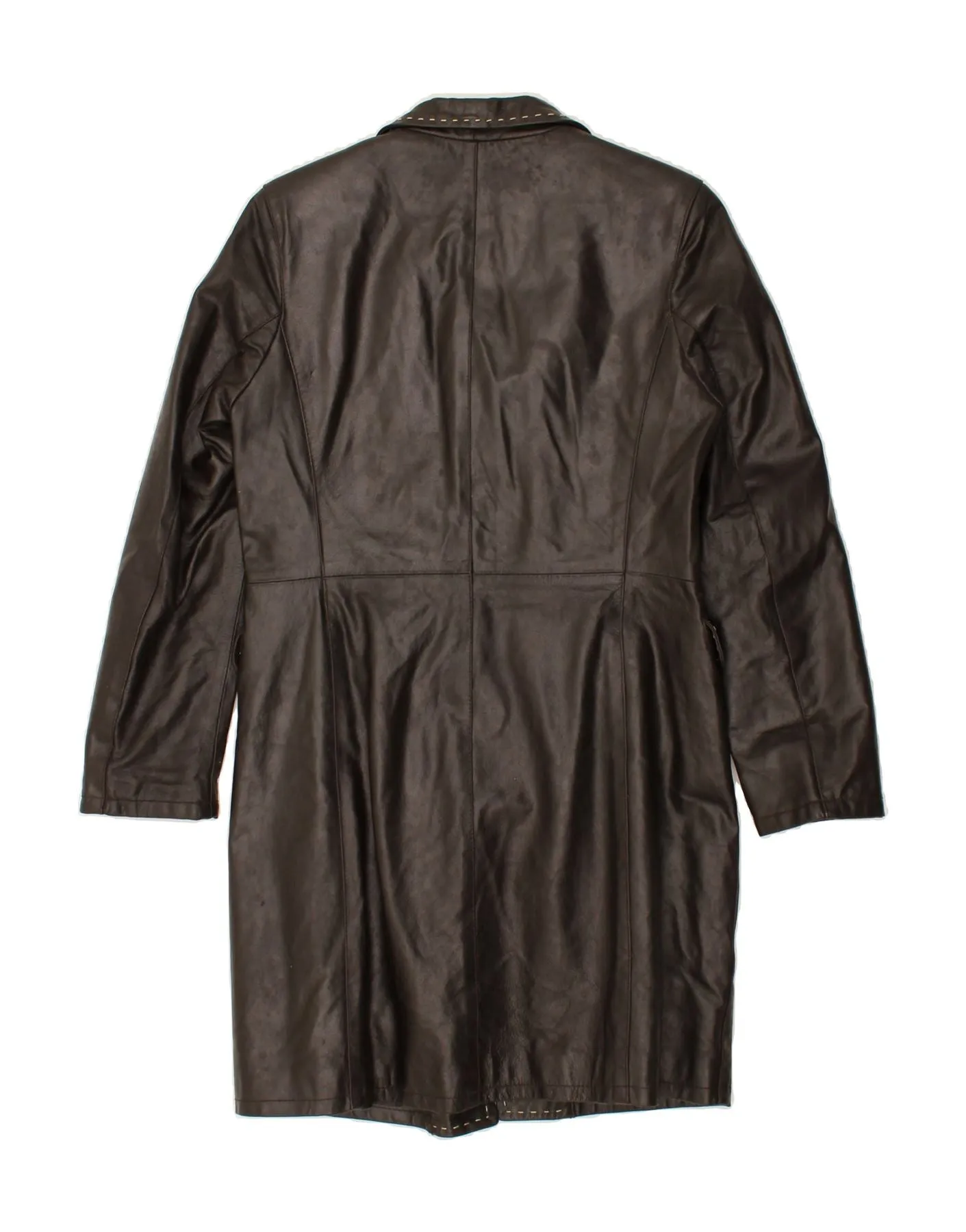 VINTAGE Womens Leather Coat UK 10 Small Brown Leather