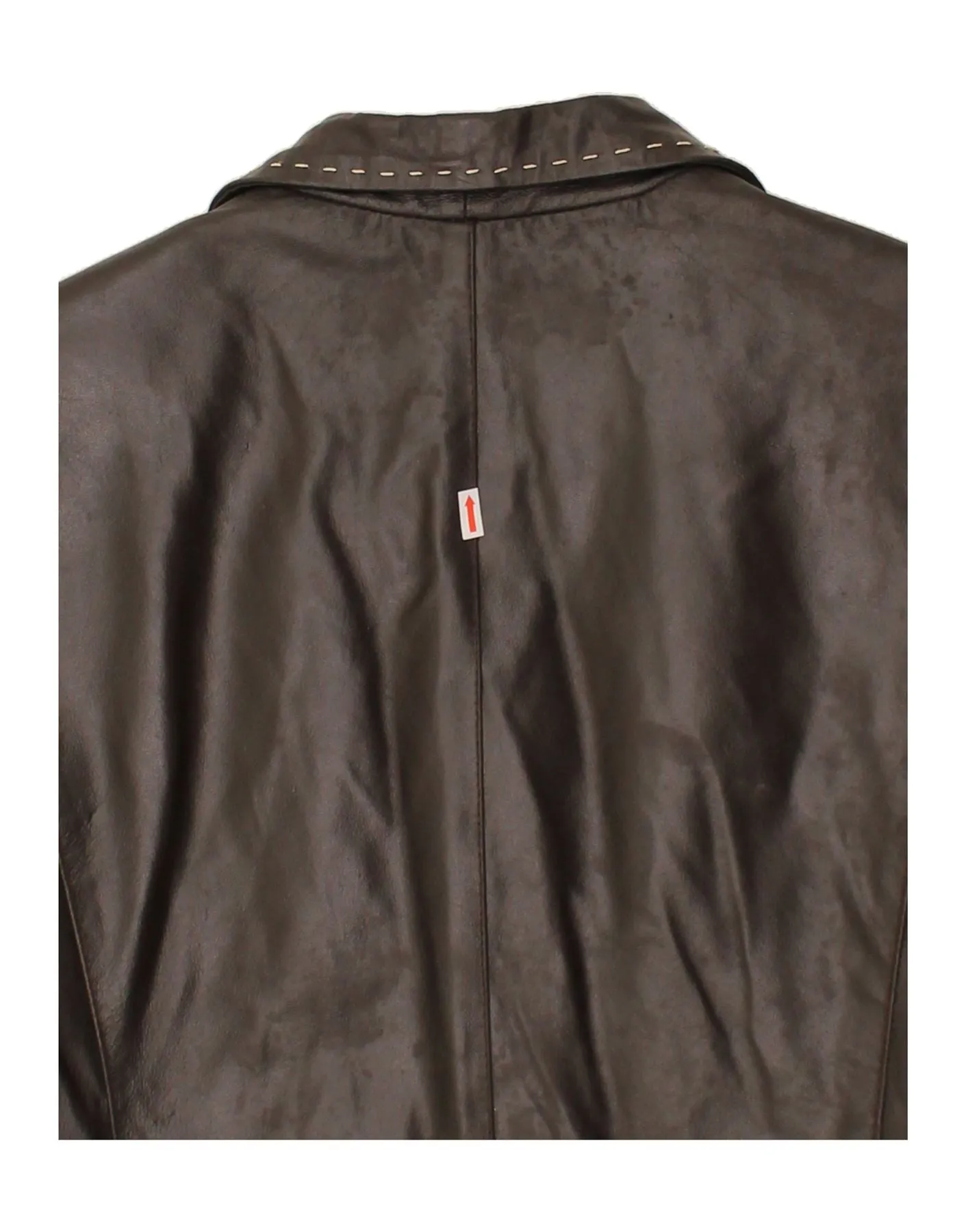 VINTAGE Womens Leather Coat UK 10 Small Brown Leather