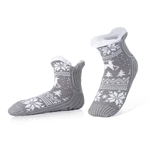 WOTENCE Calze Uomo Invernali Calze a Pantofola Antiscivolo Termiche, Calzini Termici Calde Pile Natalizi, Regalo Uomo Natale Reg