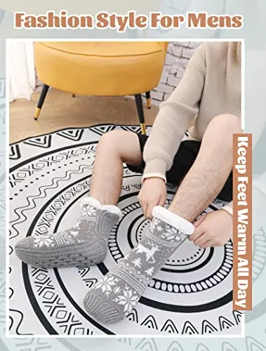 WOTENCE Calze Uomo Invernali Calze a Pantofola Antiscivolo Termiche, Calzini Termici Calde Pile Natalizi, Regalo Uomo Natale Reg