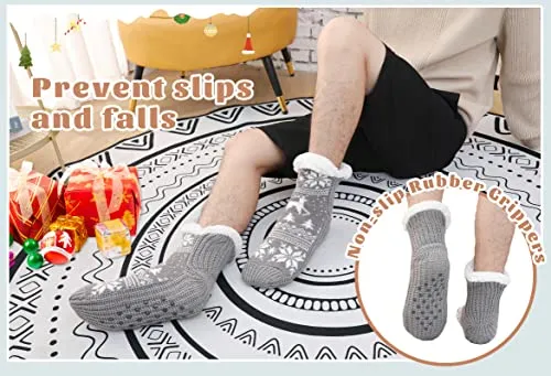WOTENCE Calze Uomo Invernali Calze a Pantofola Antiscivolo Termiche, Calzini Termici Calde Pile Natalizi, Regalo Uomo Natale Reg
