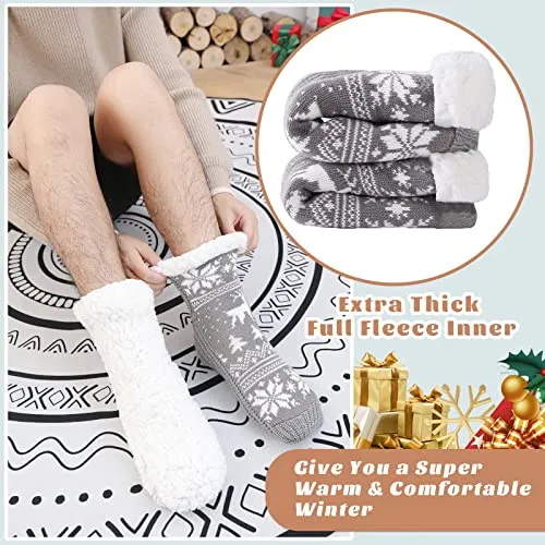 WOTENCE Calze Uomo Invernali Calze a Pantofola Antiscivolo Termiche, Calzini Termici Calde Pile Natalizi, Regalo Uomo Natale Reg