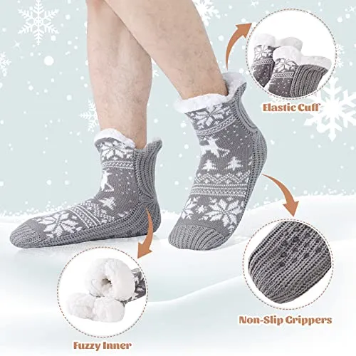 WOTENCE Calze Uomo Invernali Calze a Pantofola Antiscivolo Termiche, Calzini Termici Calde Pile Natalizi, Regalo Uomo Natale Reg