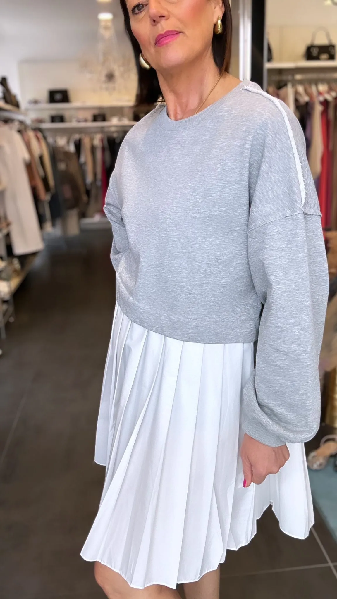 You Decide - Abito in Felpa Grey&White