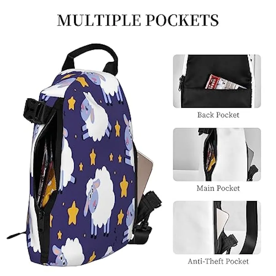 Zaino a tracolla con note musicali blu, antifurto, zaino a tracolla per sport all’aperto, viaggi, escursionismo, per uomini e do