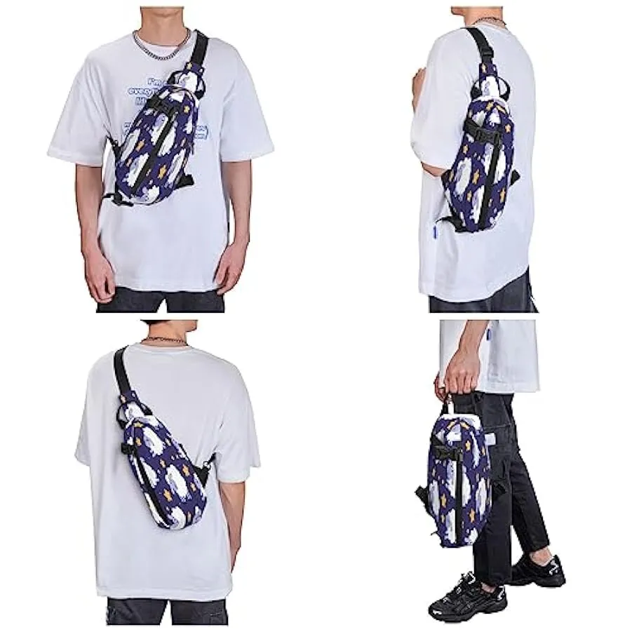 Zaino a tracolla con note musicali blu, antifurto, zaino a tracolla per sport all’aperto, viaggi, escursionismo, per uomini e do