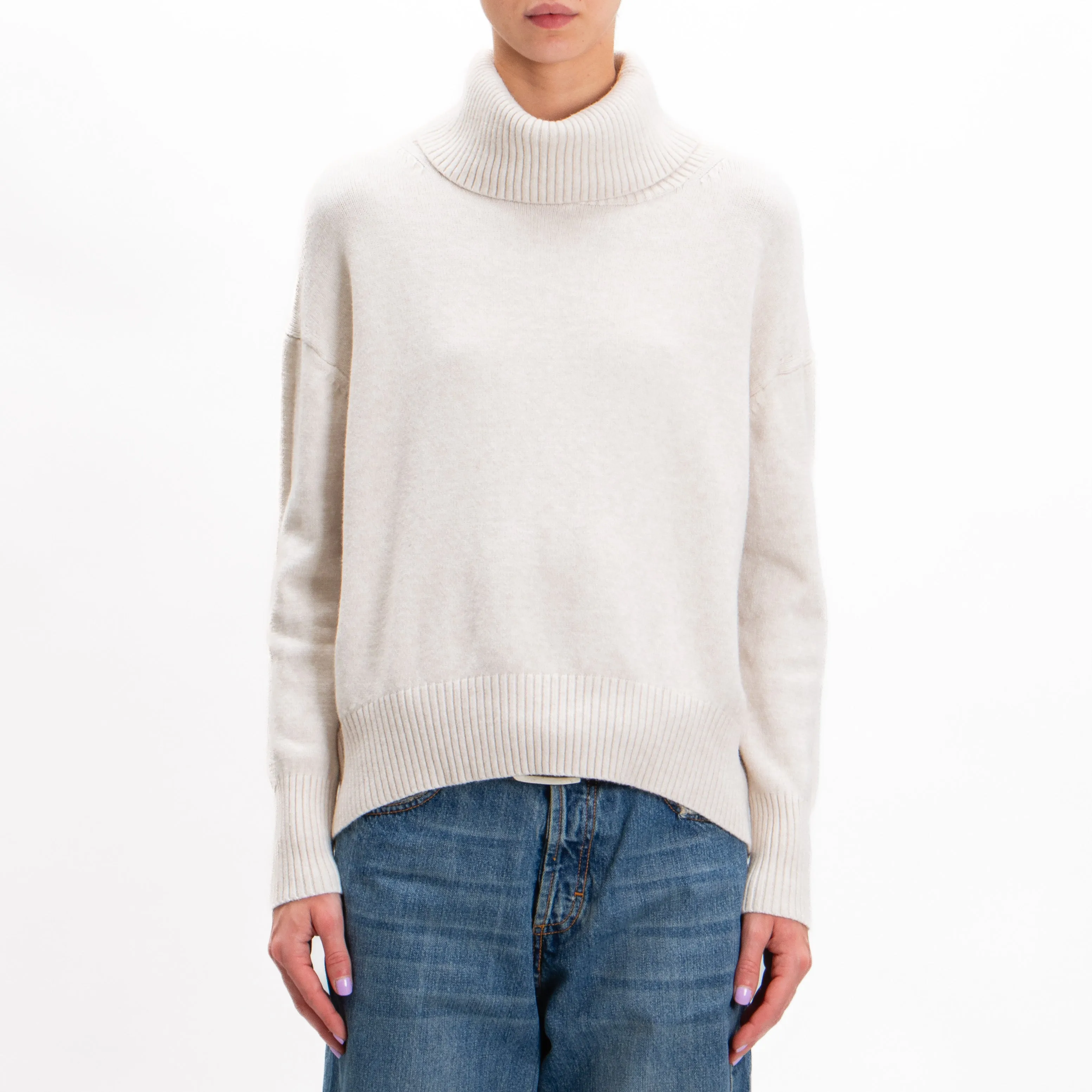 Zeroassoluto-Maglia collo alto - gesso